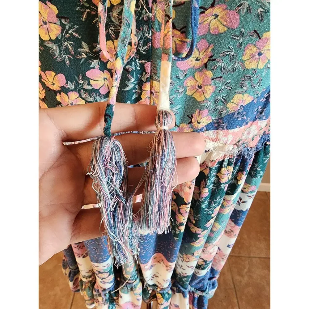 Lovestitch Sammy Mini Dress SZ Large Floral Tiered Boho Ruffles - Picture 10 of 13